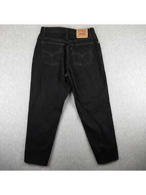 Vintage 90s Levi's 550 Jeans Womens 14 Black Relaxed Tapered Mom Jeans 1998